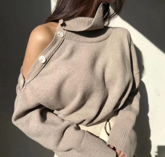 Loose Knitted Turtleneck Pullover Top